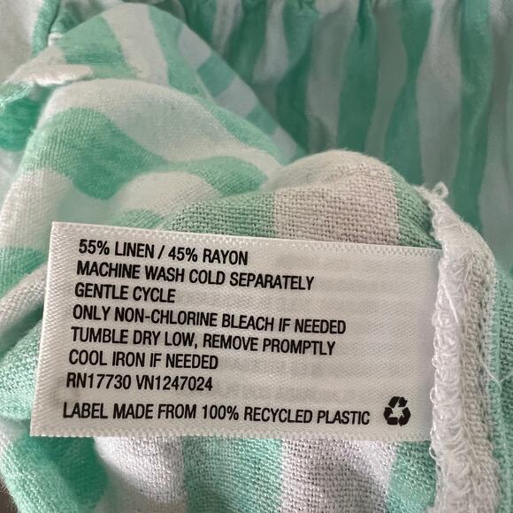 Stoney Clover Linen Blend Mint Striped Tank Top with Tie Straps. Size XL. - Picture 5 of 7